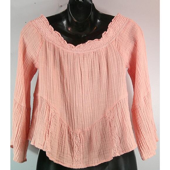 American Eagle Outfitters Women's XS Pink Boho Shirt with Bell Sleeve - Picture 1 of 7
